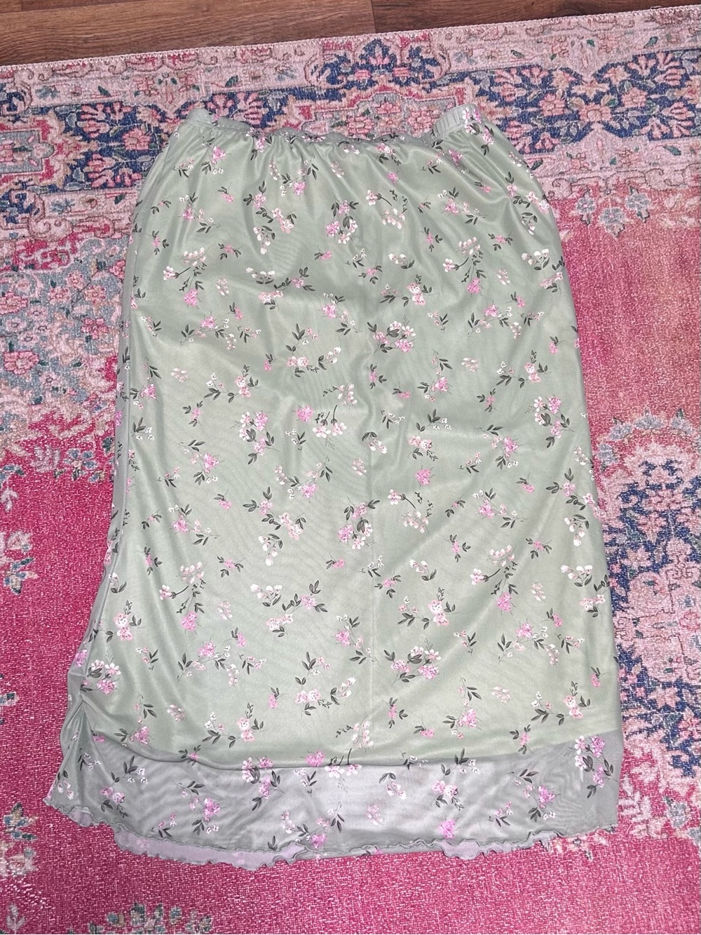 Women's Floral Slip Skirt in Sage Green